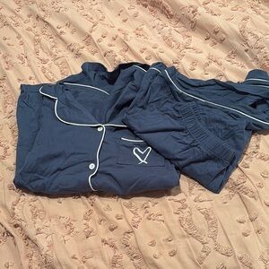 Blue Pajama Set with White Trim